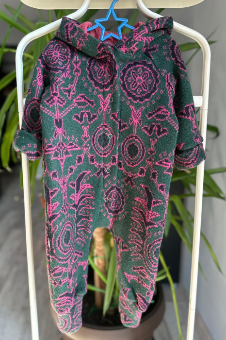 Salopetă din Lână Fiartă Fara Dublura - Kaki Fucsia [3]