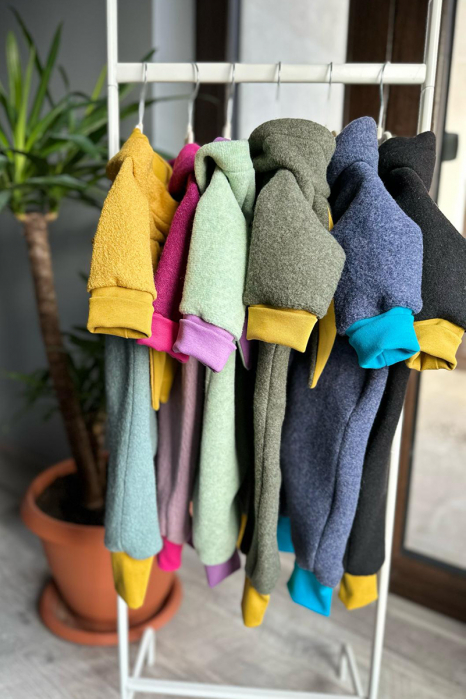 Salopetă din Lână Fiartă Fara Dublura - Kaki/Mustar [3]