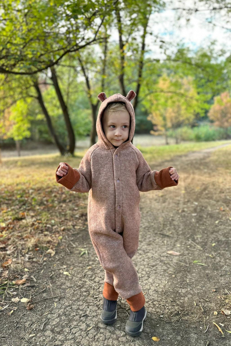 Salopetă din Lână Fiartă Fara Dublura - Urs Bej [2]