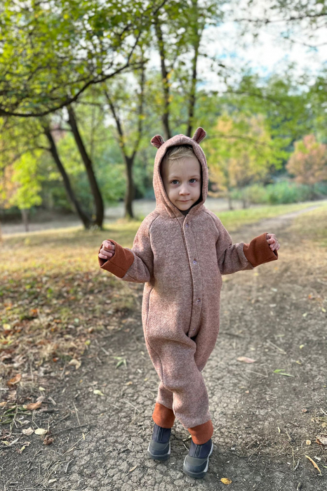 Salopetă din Lână Fiartă Fara Dublura - Urs Bej [3]