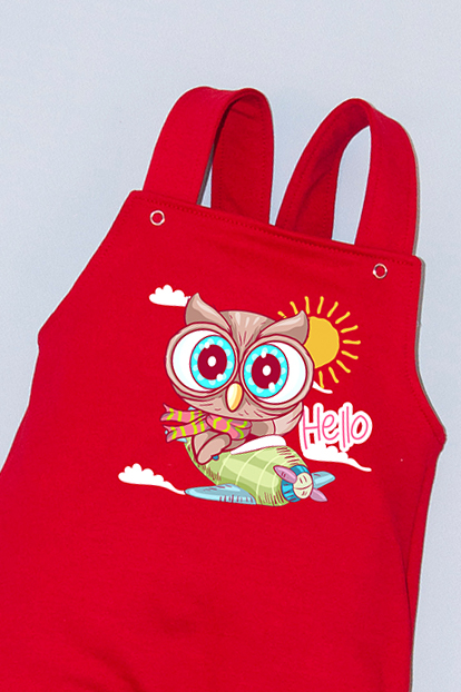 Salopetă Roșie cu Bretele - Bufniță 01 [2]