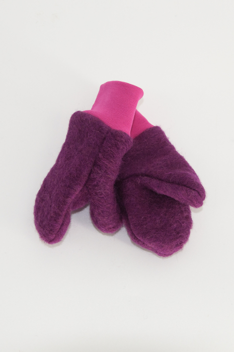 Set Caciuliță si manusi lână fiartă -Fucsia [2]