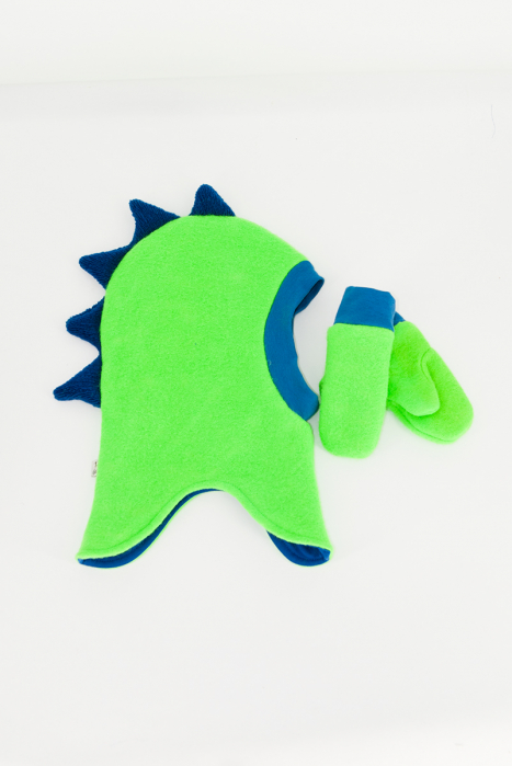 Set Cagulă si manusi lână fiartă -Dino Neon [7]