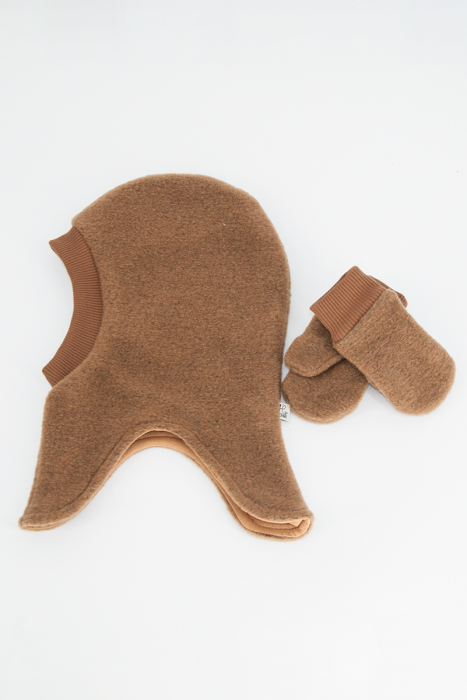 Set Cagulă si manusi lână fiartă -Lila [2]