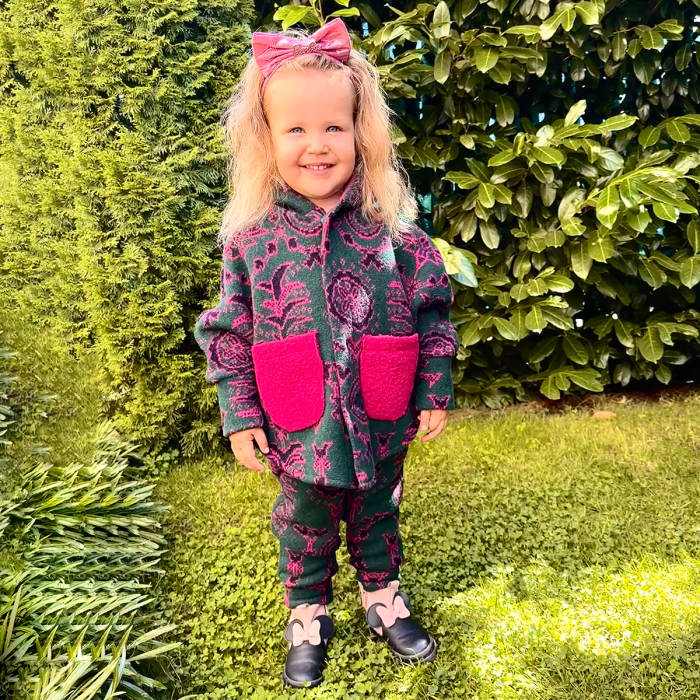 Set Capă + Pantalon copii din lână Fucsia Motive - H. Bebe [5]