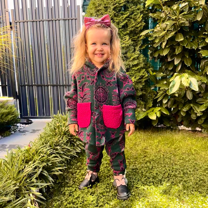 Set Capă + Pantalon copii din lână Fucsia Motive - H. Bebe [4]