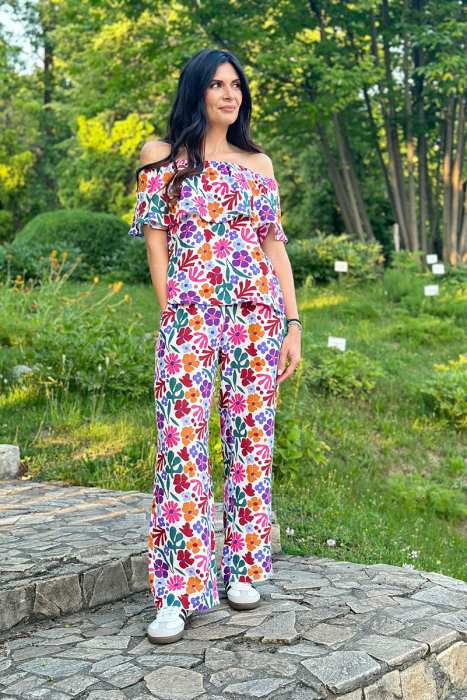 Compleu Fetita din Muselina -Volane Alb [3]