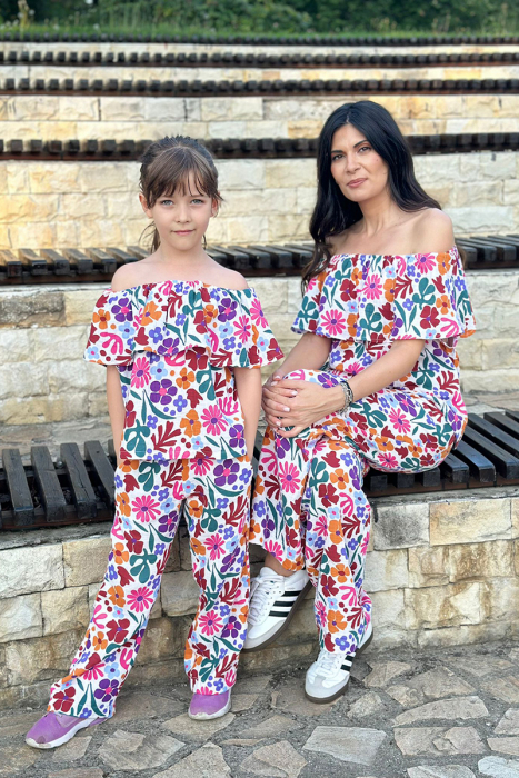 Set Compleu Mamă/Fiica din Muselina -Volane alb [2]