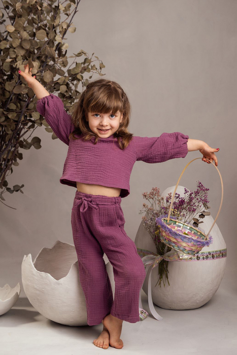 Set Compleu Mamă/Fiica din Muselina - Mov [3]