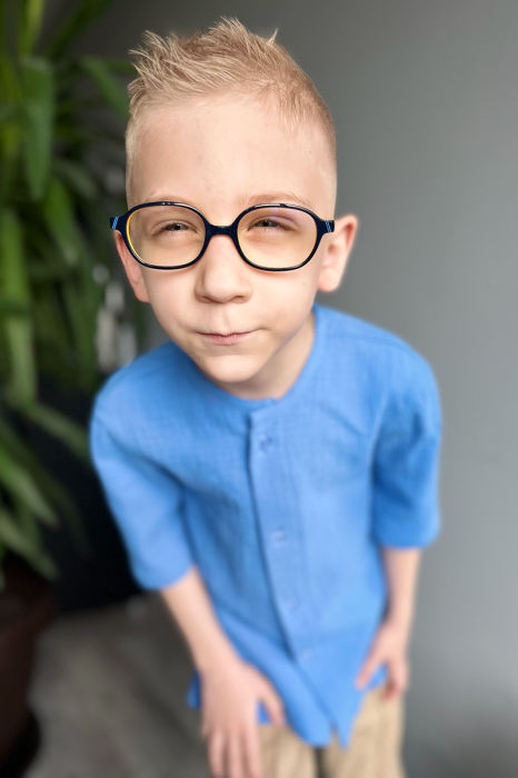 Set din muselină băiat — Cămașă cu nasturi + Pantalon | Albastru| H. Bebe [5]