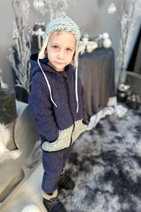 Set Hanorac cu Fermoar+Pantalon din lana - Albastru [2]