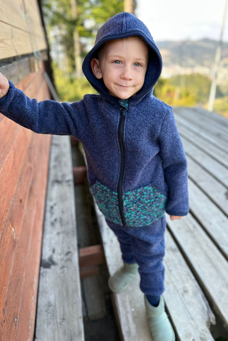 Set Hanorac cu Fermoar+Pantalon din lana - Albastru1 [2]