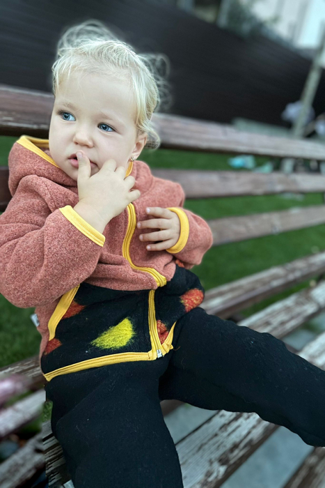 Set Hanorac cu Fermoar+Pantalon din lana - Orange Dots [2]