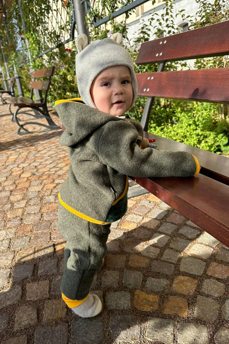 Set Hanorac cu Fermoar+Pantalon din lana - Kaki [5]