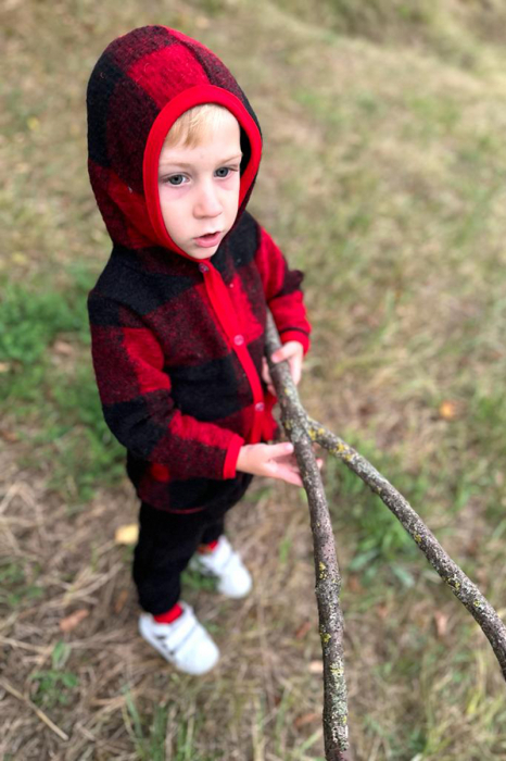 Set Hanorac+Pantalon din lana - Black& Red [3]