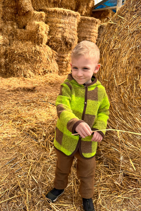 Set Hanorac+Pantalon din lana - Neon/Crem [2]