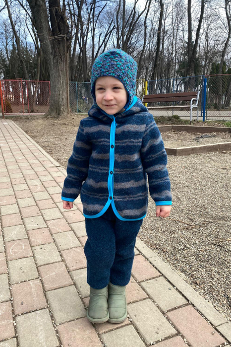 Set Hanorac+Pantalon din lana -bleomarin dungi [2]