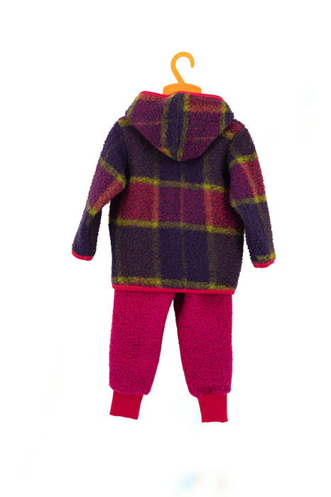 Set Hanorac cu Nasturi și Pantalon din Lână 100%, Fucsia Mix [4]