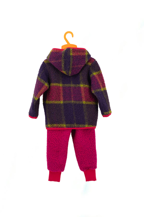 Set Hanorac cu Nasturi și Pantalon din Lână 100%, Fucsia Mix [3]