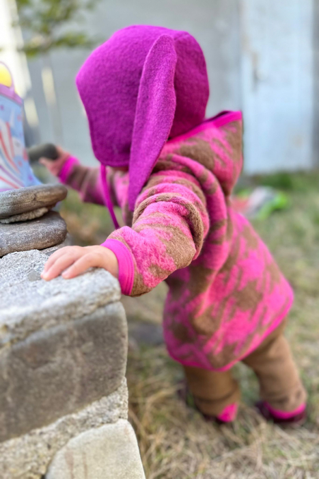 Set Hanorac+Pantalon din lana -Roz /Crem [4]