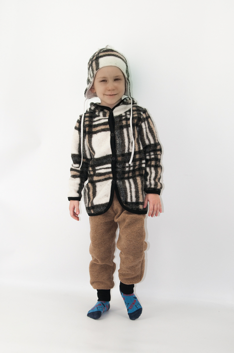 Set Hanorac+Pantalon din lana - Crem Mix [3]