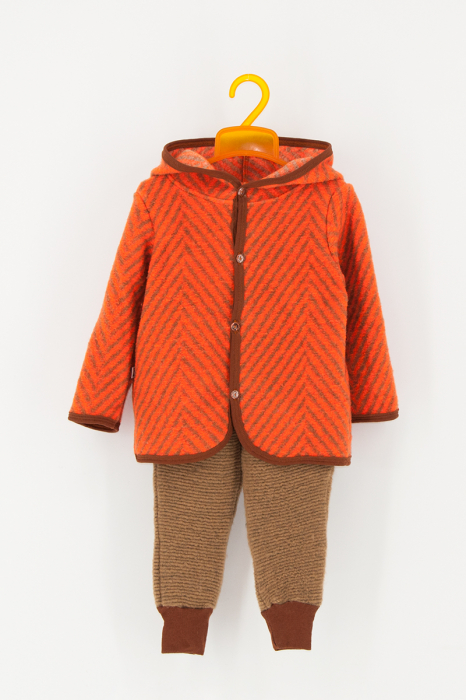 Set Hanorac+Pantalon din lana -Dungi Portocaliu [1]