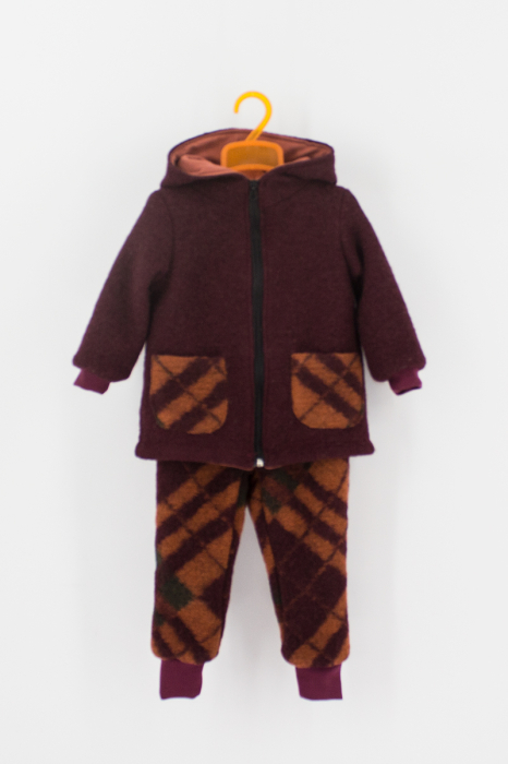 Set Jacheta+Pantalon din lana -Caramiziu/ Visiniu [2]