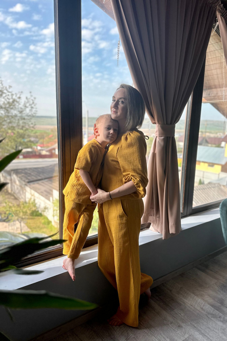 Set Compleu Mamă/Fiu din Muselina - Mustar [3]