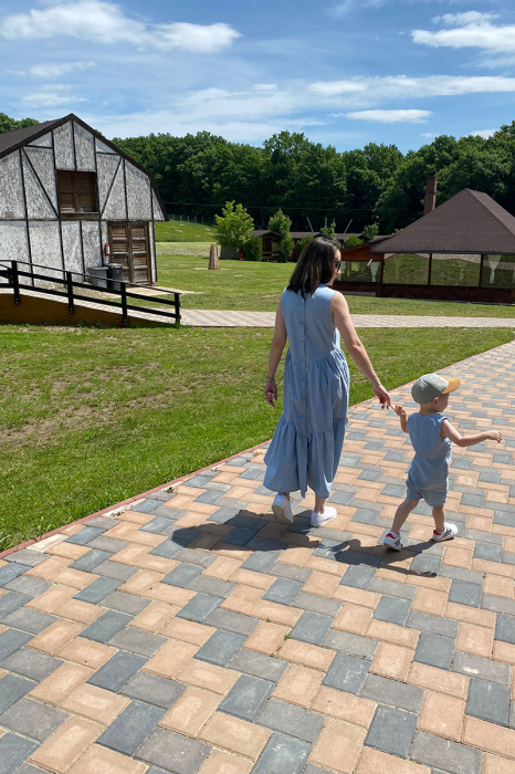 Set Rochie-salopeta Mamă/Fiu Gri [2]