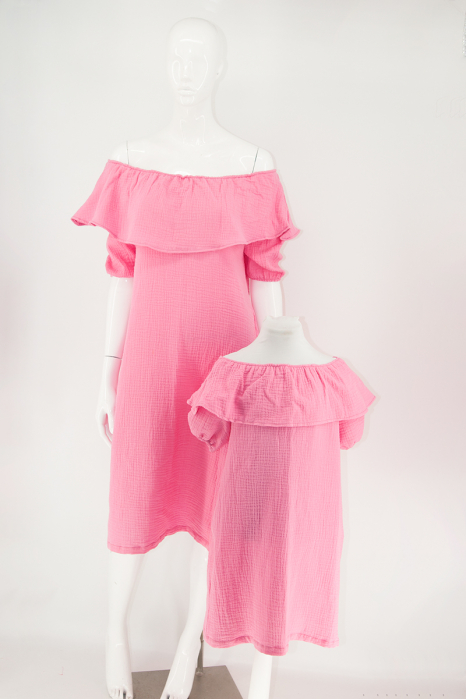 Set Rochițe in A cu Volan, din muselina - Roz [2]