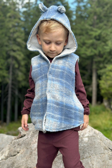 Vestă din lână fiartă - Soft Blue [2]