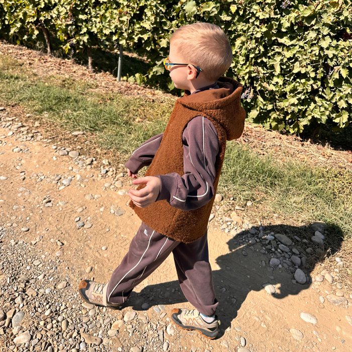 Vestă din lână fiartă cu glugă - Maro Teddy— H. Bebe [2]