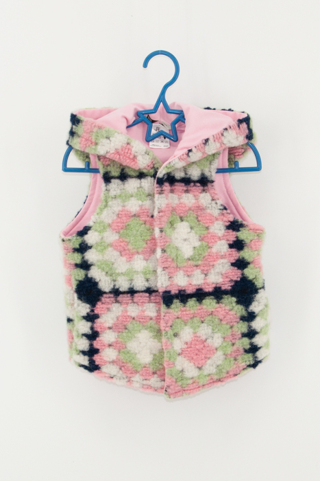 Vestă din lână fiartă -Roz/Mint Etnic [2]