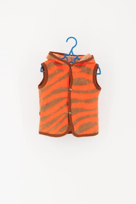 Vestă subtire din lână fiartă - Orange Stripes [2]