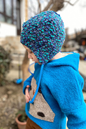 Caciuliță dublată lână fiartă - Albastru Bucle [1]