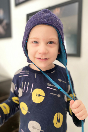 Caciuliță dublată lână fiartă - Bleumarin Stripes [0]