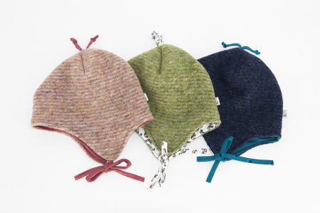 Caciuliță dublată lână fiartă - Roz Stripes [3]