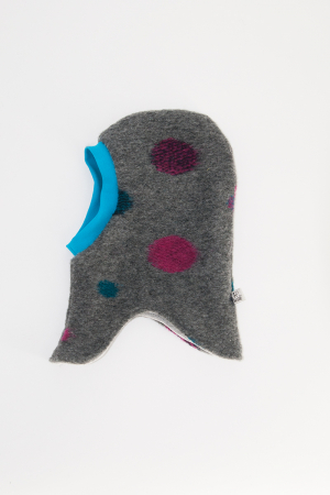 Cagulă dublată fleece lână fiartă - GRI -Buline albs [2]