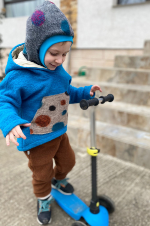 Cagulă dublată fleece lână fiartă - GRI -Buline albs [0]