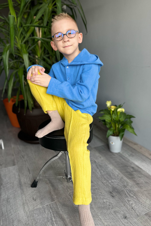 Muselina si IN - Cămașă tip hanorac din muselină băiat | Albastru |H. Bebe