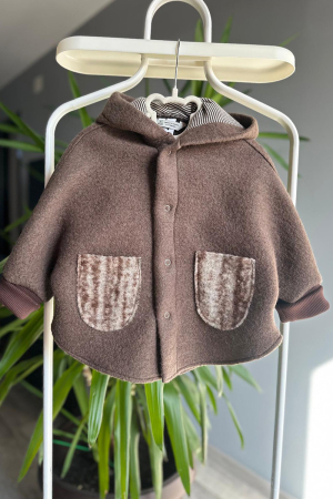 Jachete - Capă copii din lână  - Maro Dungi