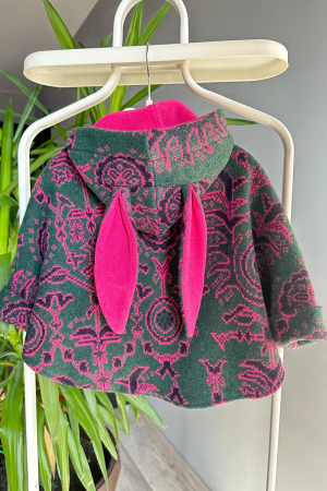 Jachete - Capă copii din lână  - Fucsia Motive