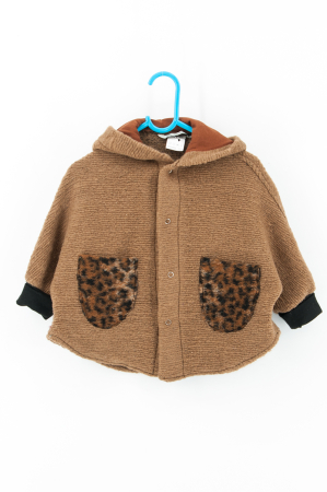 Lichidare de Stoc - Capă copii din lână naturală - Maro Stripes