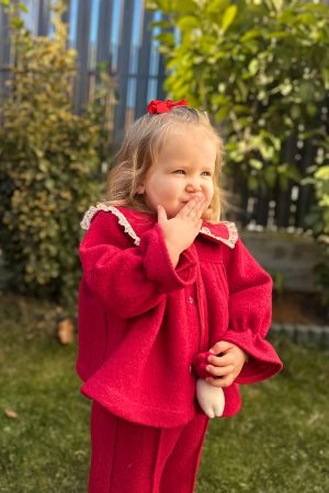 Jachete - Jacheta Tulip din lână 100% - Rosu