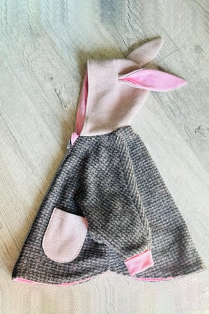 Hanorace și Jachete - Capă din lână fiartă Oversized - Iepuras Gri / Roz