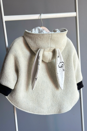 Capă din lână fiartă Oversized - Bej Crabi [1]