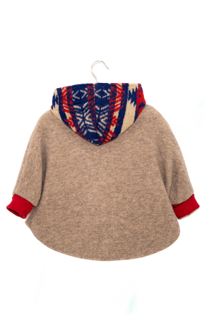Capă din lână fiartă Oversized - Bej Etnic [1]