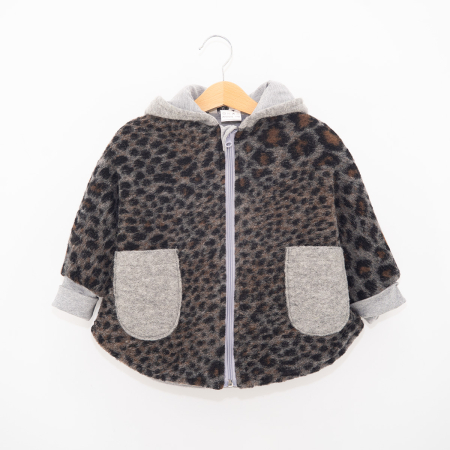 Capă din Lână Oversized - Animal Print Gri/Maro – H. Bebe [2]