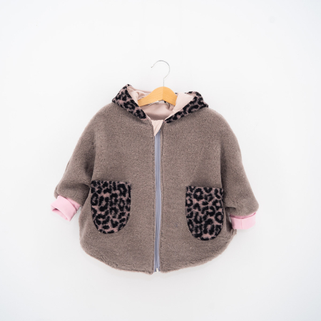 Capă din lână fiartă Oversized -  Roz Prăfuit Animal Print – Ediție Limitată [1]