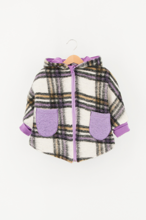 Back To Wool - Capă din lână fiartă Oversized - Alb / Lila